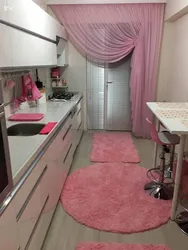 Kitchen design pink curtains