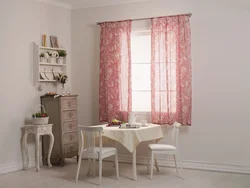 Kitchen design pink curtains