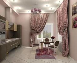 Kitchen Design Pink Curtains