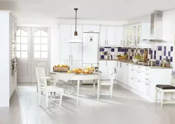 Photo of kitchen with white floor
