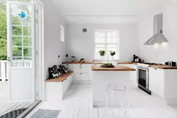 Photo of kitchen with white floor