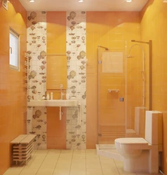 Bathroom interior in peach color