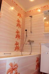 Bathroom interior in peach color