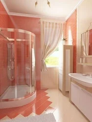 Bathroom interior in peach color