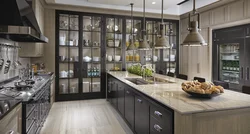 Glass Cabinets In The Kitchen Interior Photo