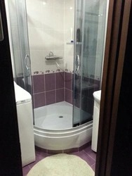 Shower cabin in a small bathroom without toilet photo