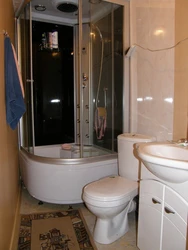 Shower cabin in a small bathroom without toilet photo