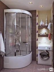 Shower cabin in a small bathroom without toilet photo