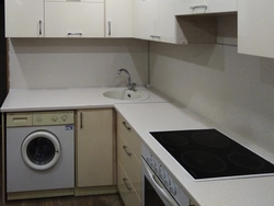 Kitchen set for a small kitchen corner photo with washing machine