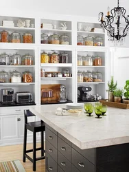 Shelving in the kitchen interior photo