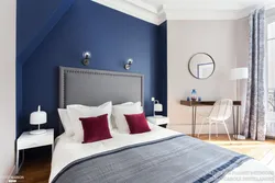 Color combination in the bedroom interior with blue