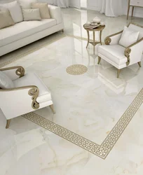Photo of porcelain tiles on the floor in the living room