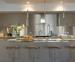Stainless steel in the kitchen interior