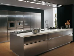 Stainless steel in the kitchen interior