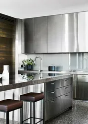 Stainless steel in the kitchen interior photo