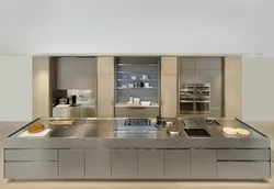 Stainless steel in the kitchen interior photo