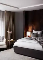 Living room interior gray and wenge