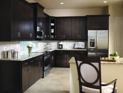 Kitchen In Brown And White Color Design Photo