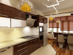 Kitchen In Brown And White Color Design Photo