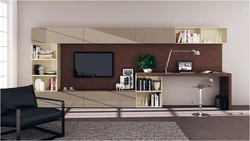 Living room with computer desk photo