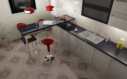 Photo of tile floors for a small kitchen