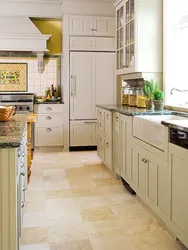Beige floor in the kitchen interior