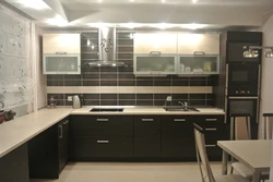Kitchen interior with wenge floor