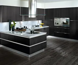 Kitchen interior with wenge floor