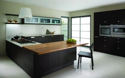 Kitchen interior with wenge floor