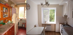 Interior kitchen before and after