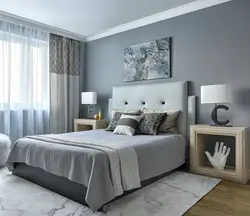 Design of gray curtains in the bedroom photo
