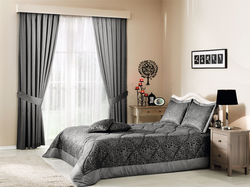 Design of gray curtains in the bedroom photo