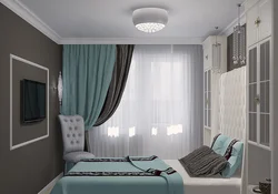 Design of gray curtains in the bedroom photo