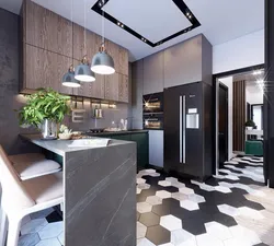 Laminate in the living room and tiles in the kitchen photo