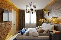 Loft style in the bedroom interior