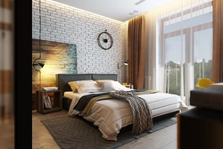Yataq otağının interyerində loft tərzi