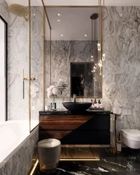 Small bathroom design in marble