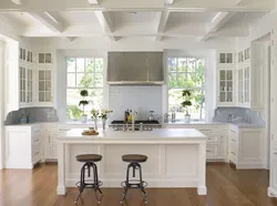 Kitchen design with two windows on different walls 20 sq.