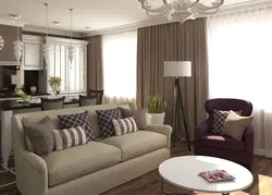 Kitchen living room with windows on different walls photo