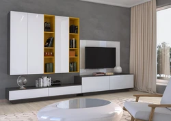 Living room white gloss photo in the interior