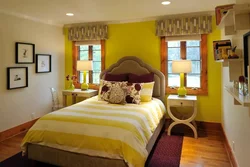 Yellow bedroom wallpaper in the interior