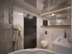 Design Of A Bathroom Combined With A Toilet, Light Colors