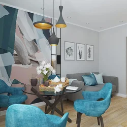 Gray and turquoise in the kitchen interior