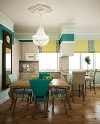 Gray and turquoise in the kitchen interior