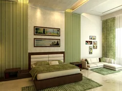 Combination of olive in the bedroom interior photo