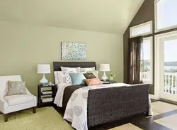 Combination of olive in the bedroom interior photo