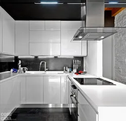 Apron for a light gray kitchen photo