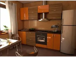 Orange wall in the kitchen interior