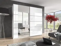 Bedroom wardrobe with mirror design photo