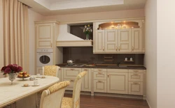 Beige Wooden Kitchen In The Interior